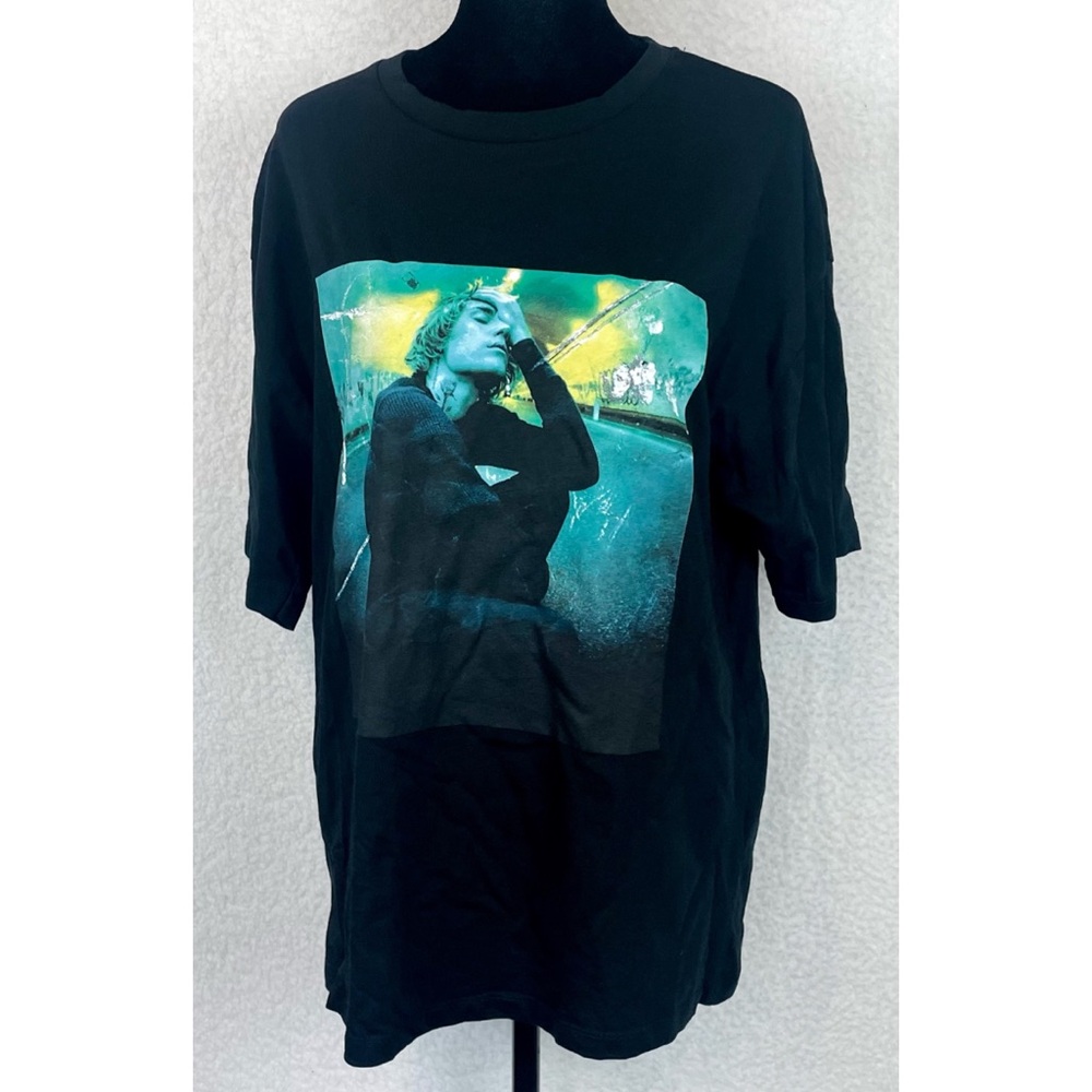 JUSTIN BIEBER • Black/Multi Justice Short Sleeve Crewneck Tee, S